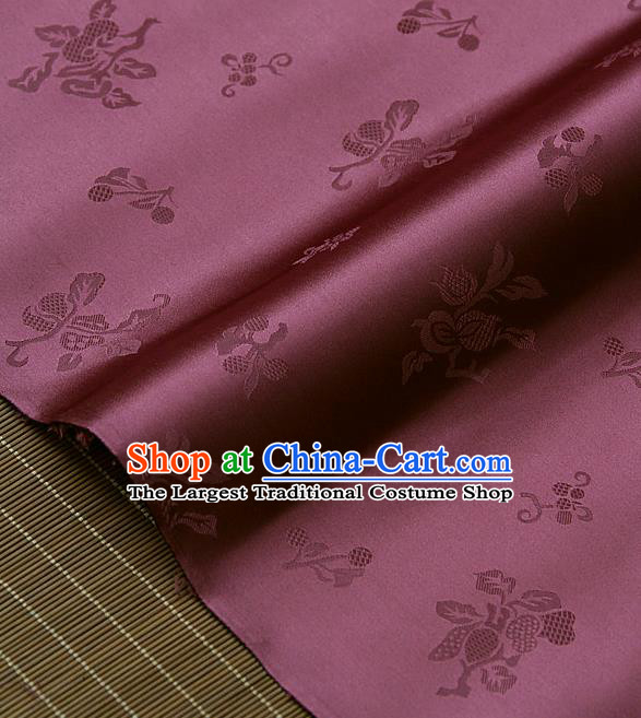 Asian Traditional Amaranth Satin Classical Pattern Drapery Korean Hanbok Palace Brocade Silk Fabric