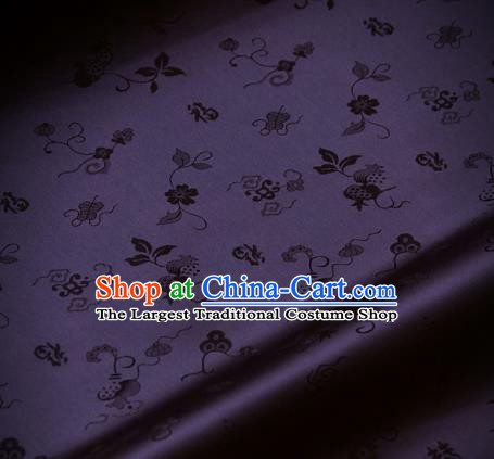 Traditional Asian Deep Purple Brocade Classical Cucurbit Pattern Drapery Korean Hanbok Palace Satin Silk Fabric