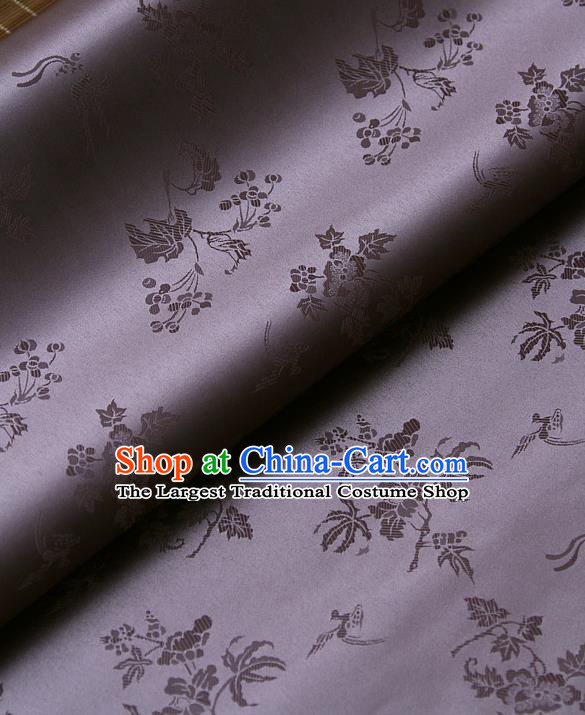 Traditional Asian Classical Grape Pattern Light Purple Brocade Drapery Korean Hanbok Palace Satin Silk Fabric