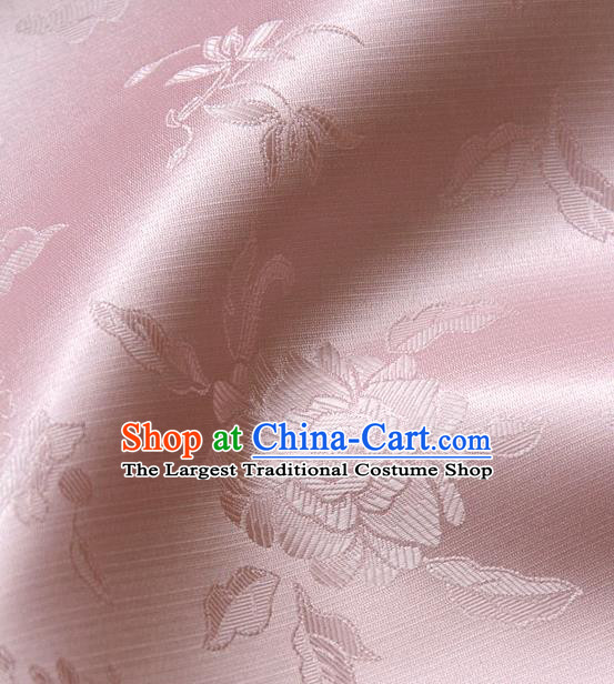 Asian Traditional Classical Pattern Pink Satin Drapery Korean Hanbok Palace Brocade Silk Fabric