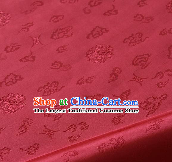 Traditional Asian Watermelon Red Brocade Drapery Korean Hanbok Palace Satin Silk Fabric