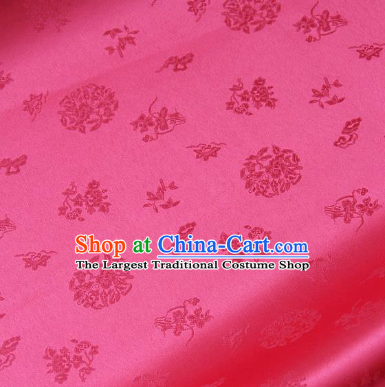 Traditional Asian Cloth Drapery Rosy Brocade Korean Hanbok Palace Satin Silk Fabric