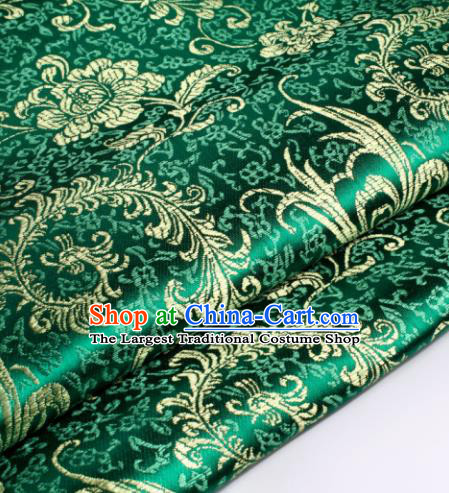 Chinese Traditional Green Brocade Fabric Tang Suit Classical Pteris Pattern Design Tang Suit Silk Material Satin Drapery