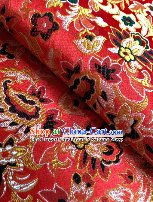 Chinese Traditional Red Brocade Fabric Tang Suit Classical Pattern Design Silk Material Satin Drapery