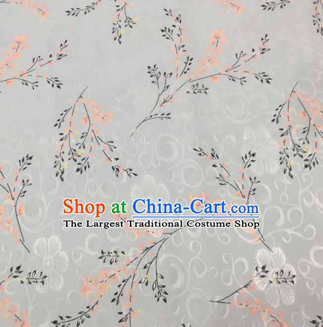 Chinese Traditional Apparel Fabric White Brocade Classical Pattern Design Silk Material Satin Drapery