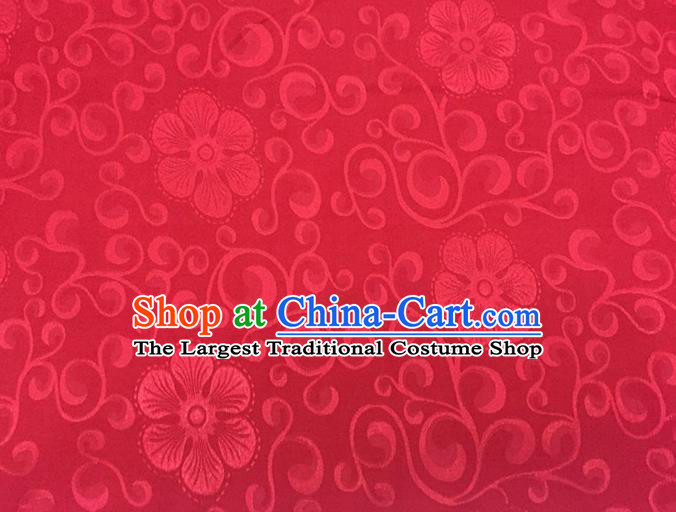 Chinese Traditional Apparel Fabric Qipao Red Brocade Classical Flowers Pattern Design Silk Material Satin Drapery