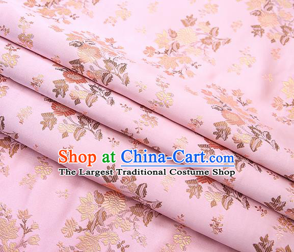 Traditional Chinese Pink Brocade Fabric Tang Suit Classical Pattern Design Satin Material Drapery