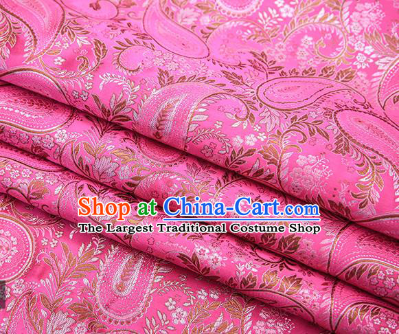 Traditional Chinese Tang Suit Pink Brocade Fabric Classical Loquat Flowers Pattern Design Material Satin Drapery