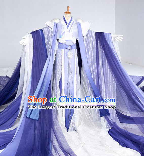 Chinese Ancient Cosplay Swordsman Purple Costumes Traditional Han Dynasty Nobility Childe Clothing for Men