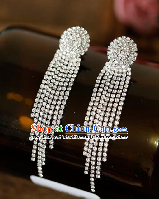 Top Grade Handmade Crystal Tassel Earrings Bride Jewelry Accessories for Women