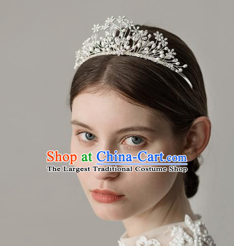 Top Grade Handmade Bride Pearls Royal Crown Hair Accessories for Women