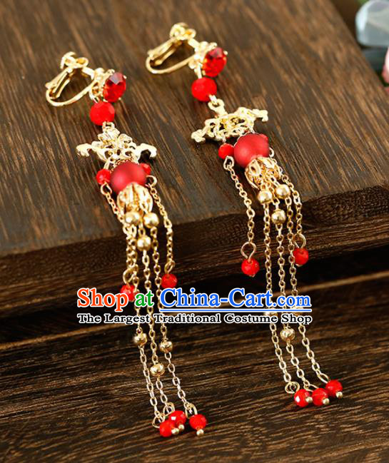 Top Grade Handmade Golden Tassel Earrings Bride Jewelry Accessories for Women