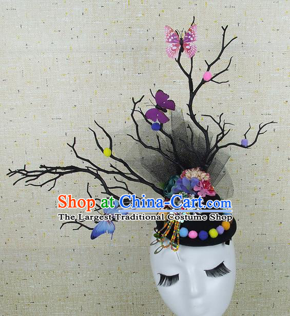 Top Grade Handmade Hair Accessories Halloween Cosplay Colorful Butterfly Headwear for Women