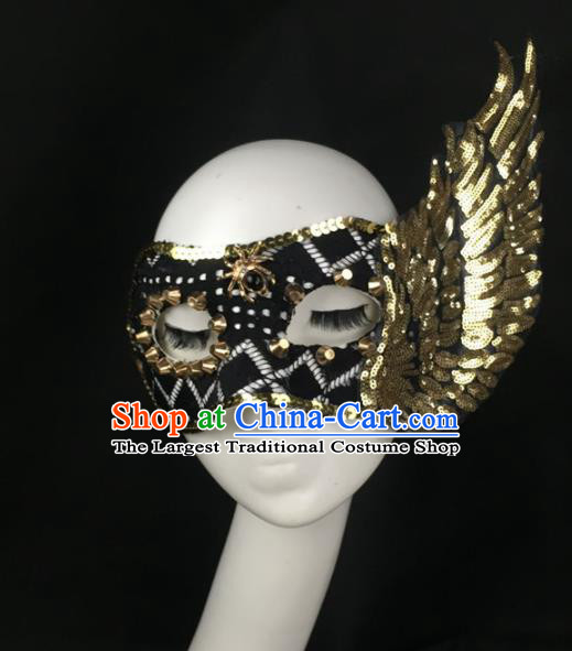 Halloween Exaggerated Accessories Catwalks Golden Wing Masks for Women