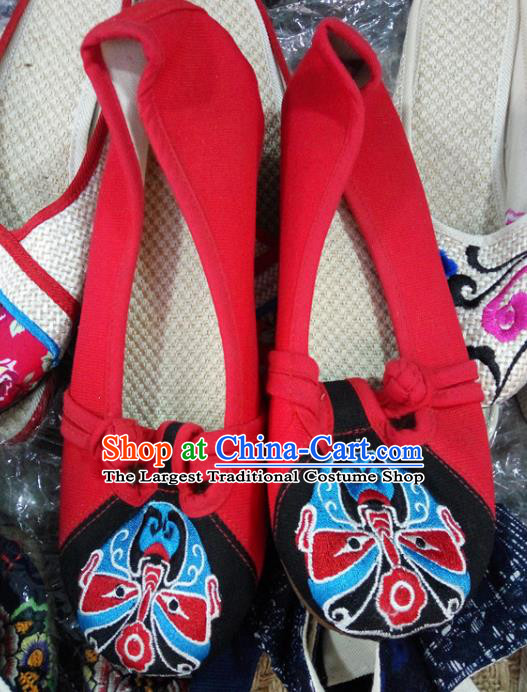 Chinese Traditional Handmade Embroidered Shoes Red Cloth Shoes for Women