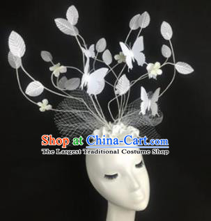 Top Grade Halloween Catwalks Hair Accessories Brazilian Carnival White Leaf Headdress for Women