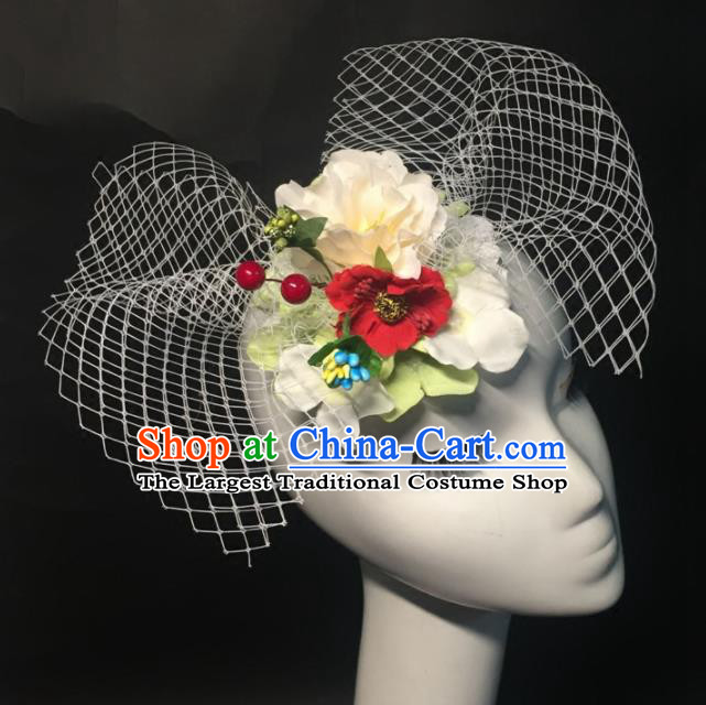 Top Grade Halloween Catwalks Headdress Brazilian Carnival White Flowers Headwear for Women