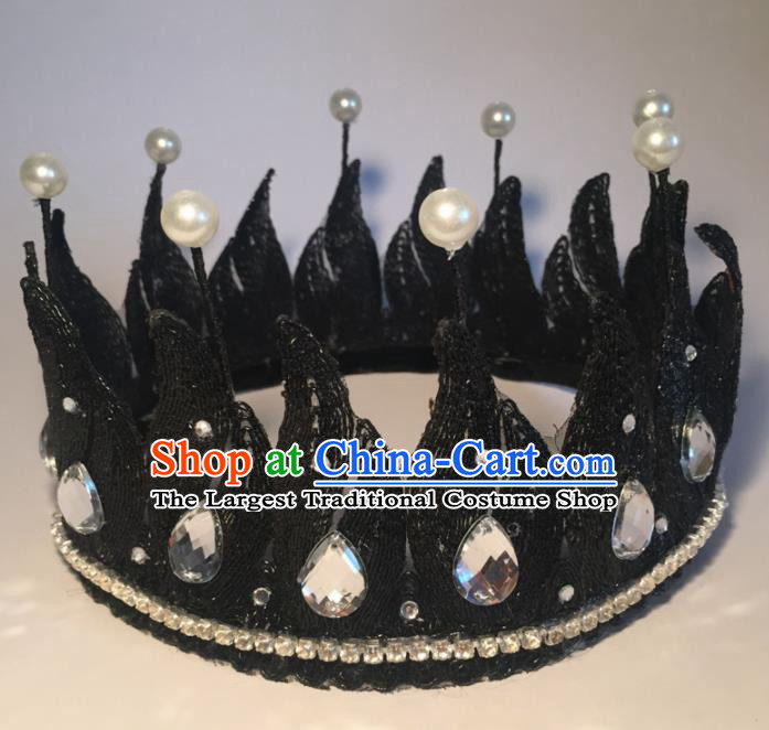 Top Grade Halloween Catwalks Headdress Brazilian Carnival Black Royal Crown for Women