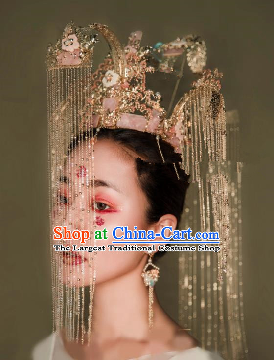 Chinese Traditional Ancient Bride Headdress Palace Exaggerated Phoenix Coronet Hair Accessories for Women