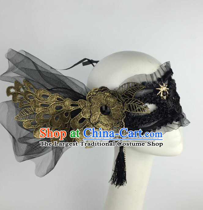 Halloween Exaggerated Accessories Catwalks Golden Lace Flower Masks for Women