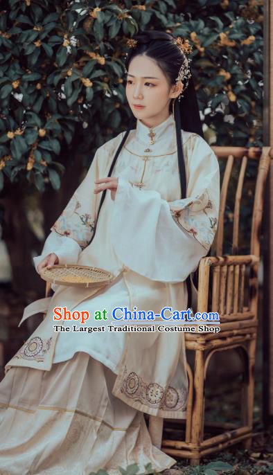 Chinese Ancient Ming Dynasty Nobility Lady Costumes Traditional Embroidered Hanfu Dress for Women