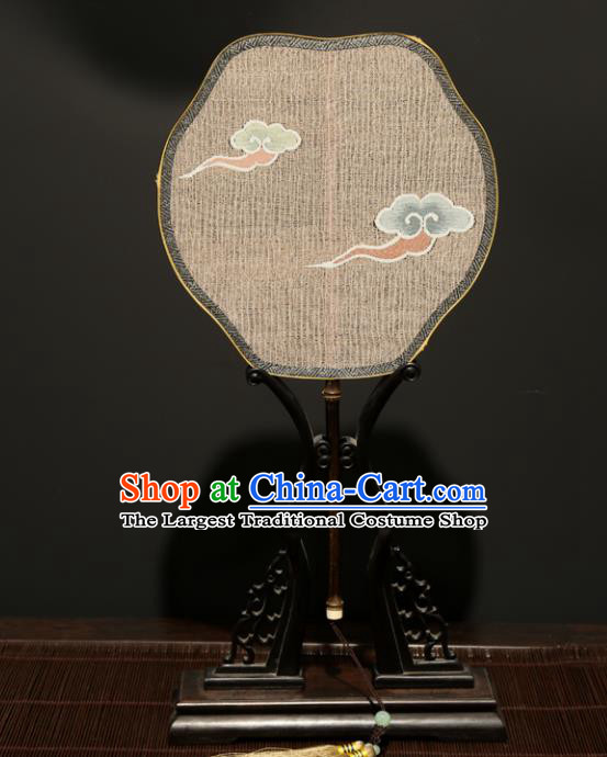 Chinese Ancient Princess Palace Fan Traditional Hanfu Weaving Clouds Silk Fans for Women