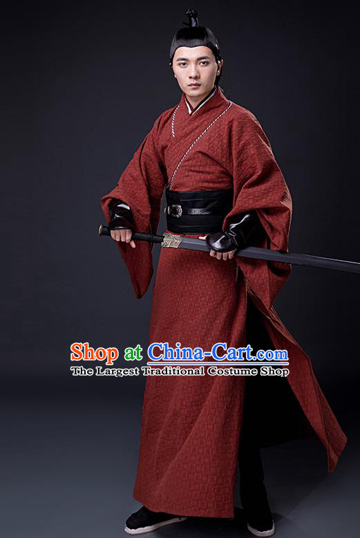 Chinese Ancient Han Dynasty Drama Swordsman Knight Costumes for Men