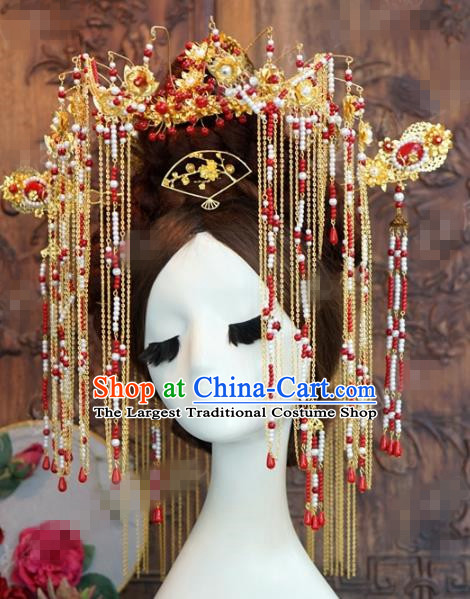 Chinese Ancient Empress Tassel Phoenix Coronet Palace Hairpins Complete Set for Women