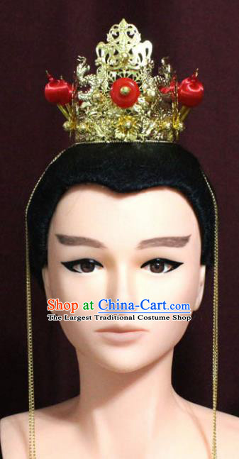 Chinese Traditional Classical Jewelry Accessories Ancient Prince Golden Crown for Men