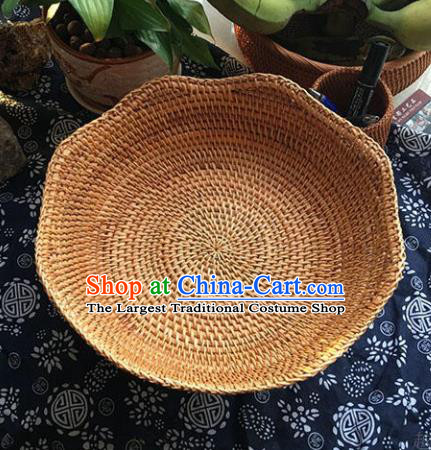 Asian Vietnamese Traditional Craft Rattan Bowls Basket Straw Plaited Food Saucer