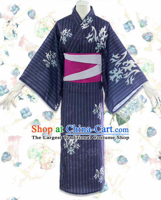 Japanese Traditional Cosplay Costumes Japan Kimono Purple Robe for Women