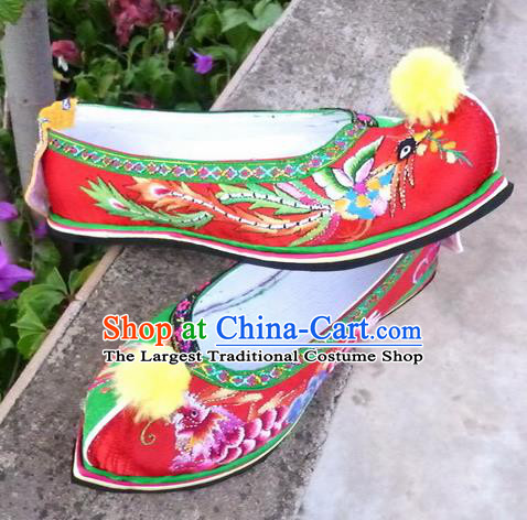 Chinese Traditional Hanfu Shoes Ancient Princess Red Embroidered Shoes Handmade Shoes for Women