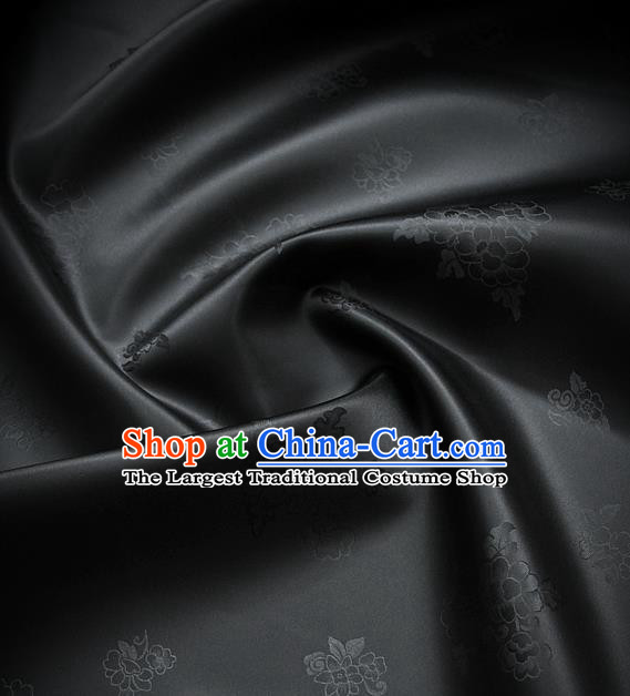 Traditional Asian Cloth Drapery Brocade Korean Hanbok Palace Black Satin Silk Fabric