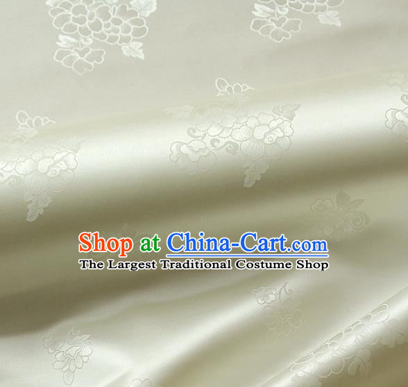 Traditional Asian Cloth Drapery Brocade Korean Hanbok Palace Beige Satin Silk Fabric