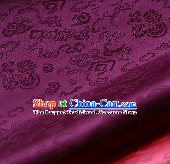 Traditional Asian Classical Cloth Drapery Purple Brocade Korean Hanbok Palace Satin Silk Fabric