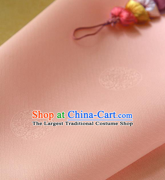 Traditional Asian Classical Pattern Cloth Drapery Pink Brocade Korean Hanbok Palace Satin Silk Fabric