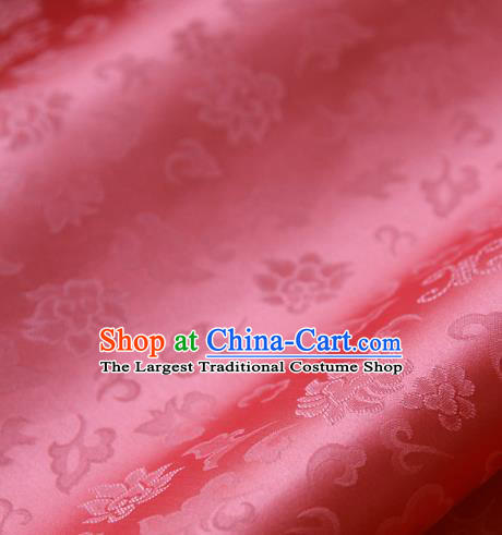 Traditional Asian Classical Pattern Rosy Brocade Cloth Drapery Korean Hanbok Palace Satin Silk Fabric