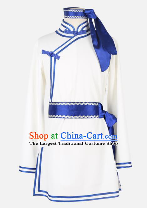 Chinese Traditional Folk Dance Clothing Classical Dance White Costume for Men