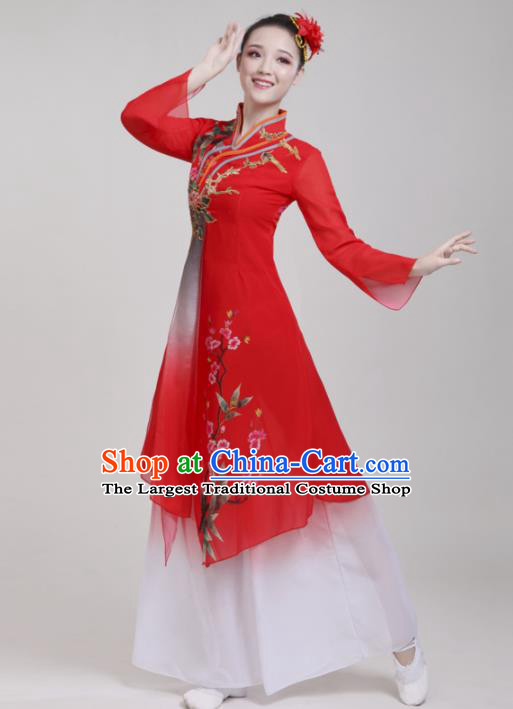 Chinese Traditional Folk Dance Red Costumes Classical Dance Lotus Dance Clothing for Women