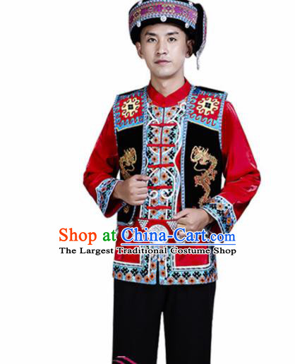 Chinese Traditional Yi Nationality Folk Dance Clothing Ethnic Dance Costumes for Men