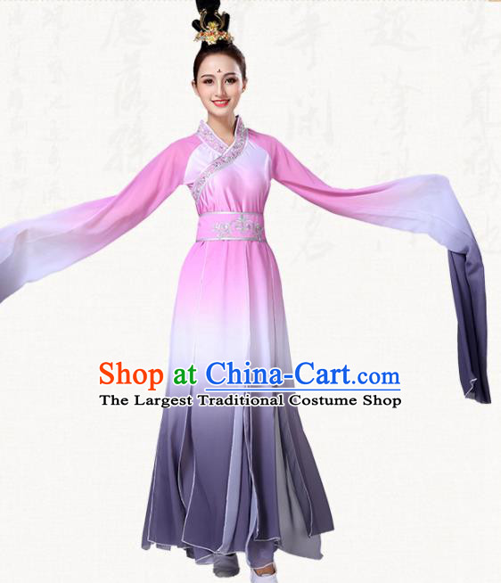 Chinese Traditional Group Dance Pink Dress Classical Dance Umbrella Dance Costumes for Women