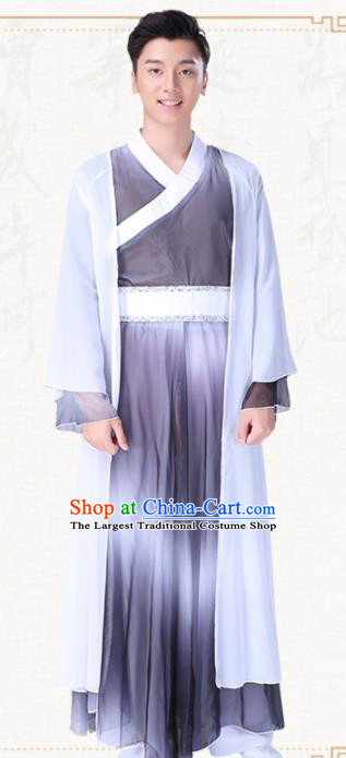 Chinese Traditional Folk Dance Grey Clothing Classical Dance Drum Dance Costumes for Men