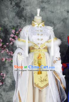 Traditional Chinese Embroidered Costumes Ancient Princess White Hanfu Dress for Women