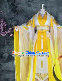 Traditional Chinese Cosplay Royal Highness Yellow Costumes Ancient Swordsman Hanfu Clothing for Men