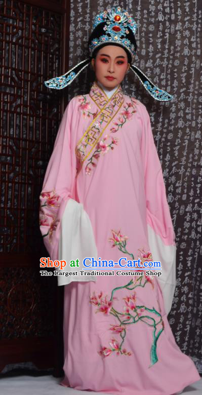 Professional Chinese Peking Opera Niche Costumes Embroidered Magnolia Pink Robe for Adults