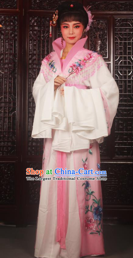 Traditional Chinese Peking Opera Palace Lady Costumes Ancient Imperial Concubine Embroidered Pink Dress for Adults