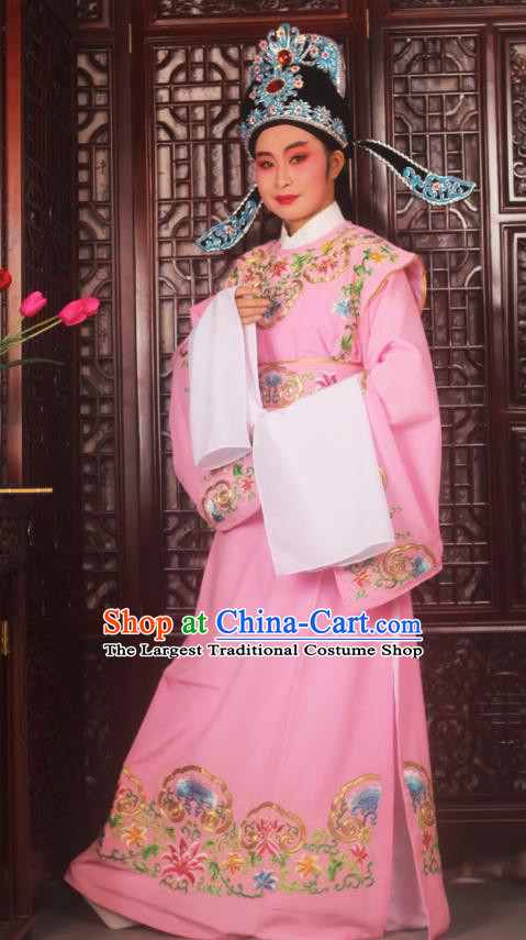Top Grade Chinese Beijing Opera Niche Pink Costumes Peking Opera Scholar Embroidered Clothing for Adults