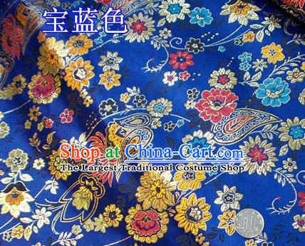 Traditional Chinese Royal Peony Pattern Royalblue Brocade Tang Suit Fabric Silk Fabric Asian Material