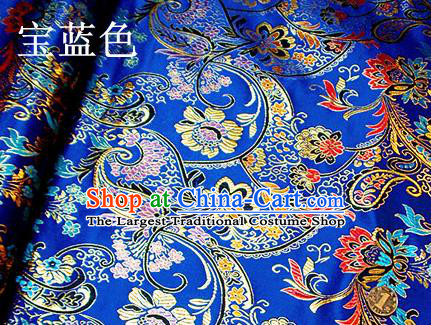 Traditional Chinese Royal Pattern Royalblue Brocade Tang Suit Fabric Silk Fabric Asian Material