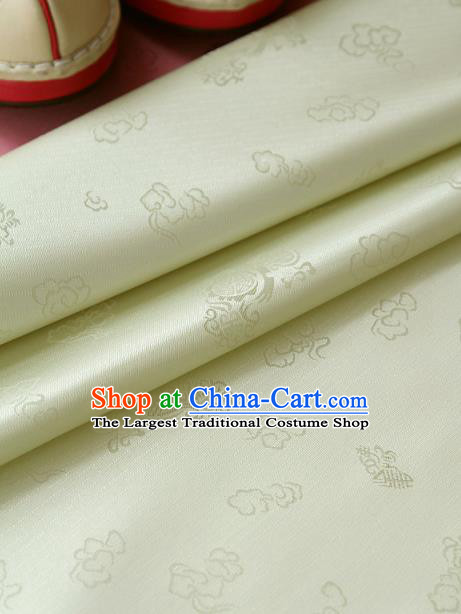 Traditional Asian Classical Pattern Light Golden Brocade Cloth Drapery Korean Hanbok Palace Satin Silk Fabric